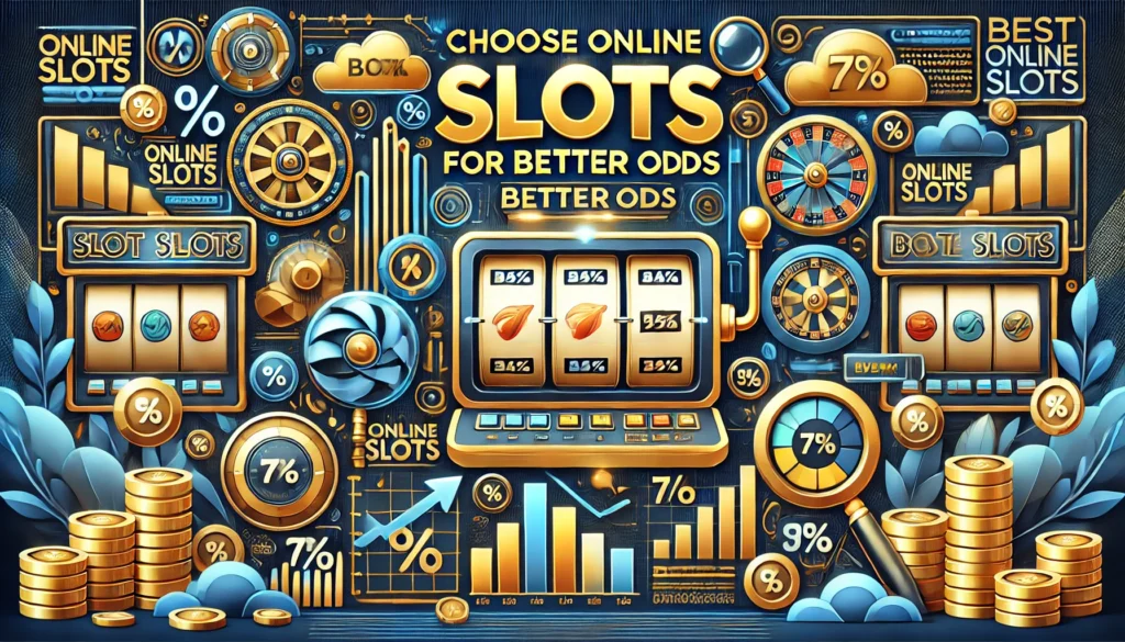 DALL·E 2024-12-24 16.37.02 - A professional and visually engaging poster design themed around choosing the best online slots for better odds. The background features slot machines