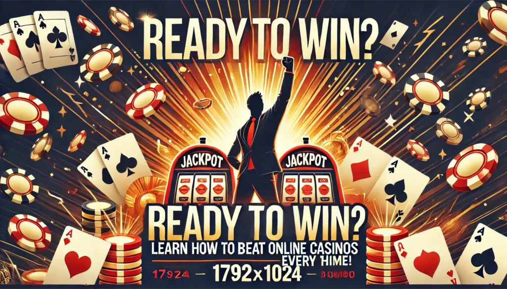 DALL·E 2024-12-28 15.48.37 - A bold and empowering poster for the theme 'Ready to Win_ Learn How to Beat Online Casinos Every Time!' The design should feature a victorious player