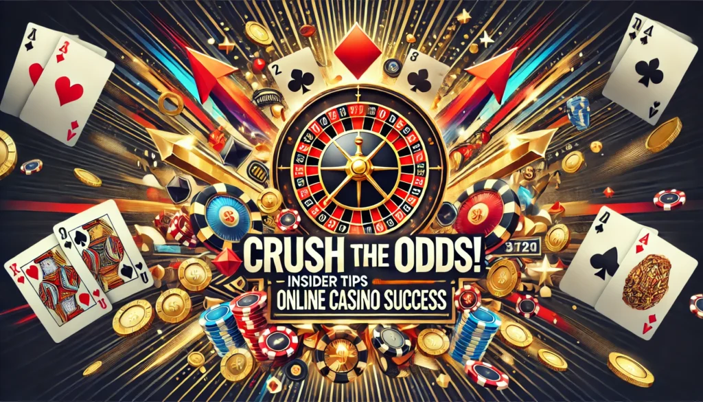 DALL·E 2024-12-28 15.57.08 - A bold and motivating poster for the theme 'Crush the Odds! Insider Tips for Online Casino Success.' The design should feature elements like a roulett