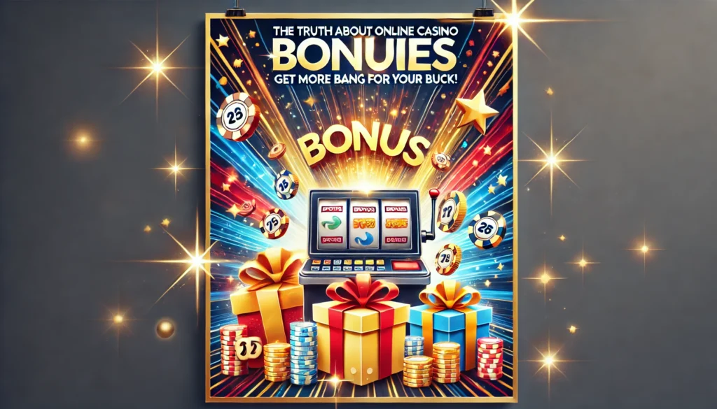 DALL·E 2024-12-28 16.00.36 - An informative and eye-catching poster for the theme 'The Truth About Online Casino Bonuses_ Get More Bang for Your Buck!' The design should feature g