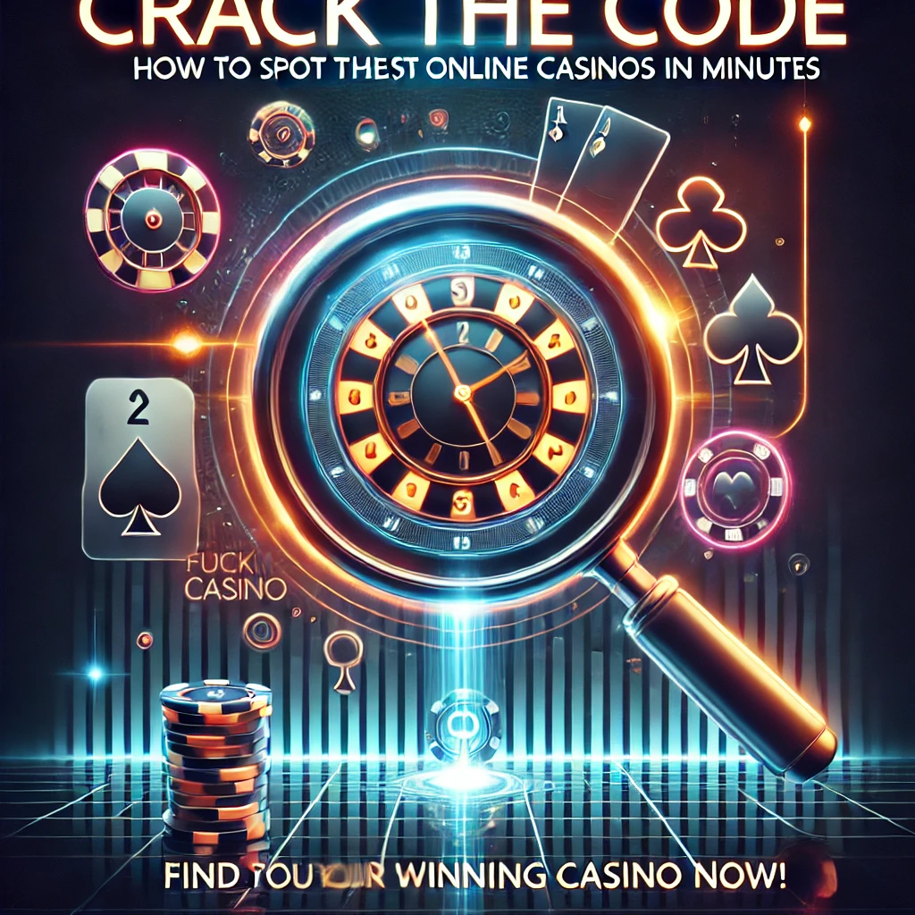 DALL·E 2025-01-17 17.14.33 - A sleek and informative poster for the title 'Crack the Code_ How to Spot the Best Online Casinos in Minutes.' The background features a digital clock